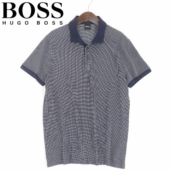 ◆HUGO BOSS ヒューゴボス コットン クレリックカラー ポロシャツ 紺 ネイビー M拍卖