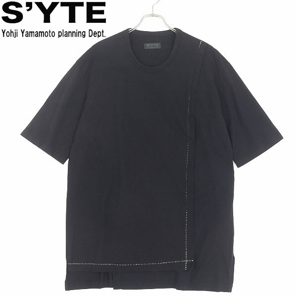 ◆S'YTE サイト ヨウジヤマモト ハーフレイヤード ステッチデザイン ビッグシルエット Tシャツ 黒 ブラック拍卖