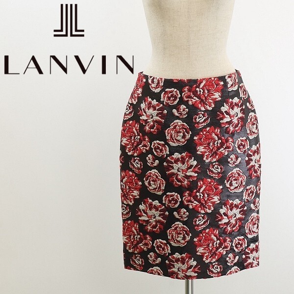 美品◆LANVIN River 2015 ランバン シルク混 花柄刺繍 スカート 36拍卖