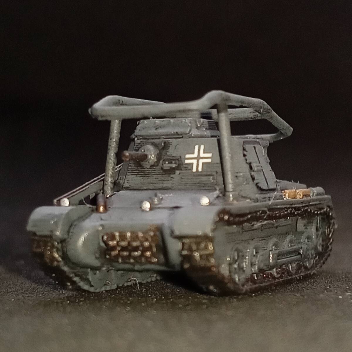 ●完成品1/144 1号戦車,指揮車タイプ,パンツァーグラウ塗装,ドイツ,WW2,再軍備時代,暘echokou1989製,自作ver拍卖