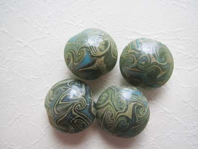 U.S.A.ランプワーク 平丸 モスグリーン×ターコイズ セット拍卖