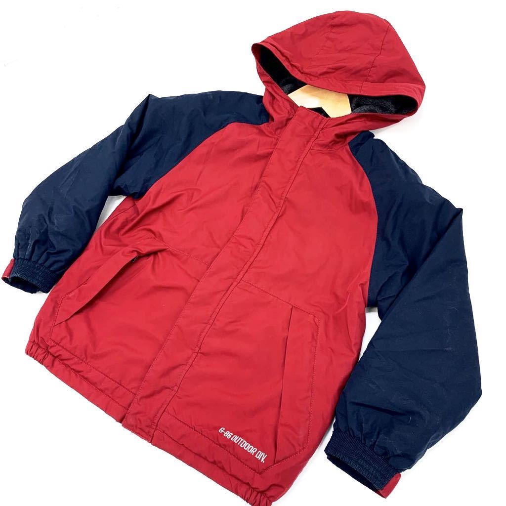 ■ギャップ GAP レッド×ネイビー 【暖かな防寒アイテム♪】裏フリース 130cm キッズ ジャケット パーカー■BC拍卖