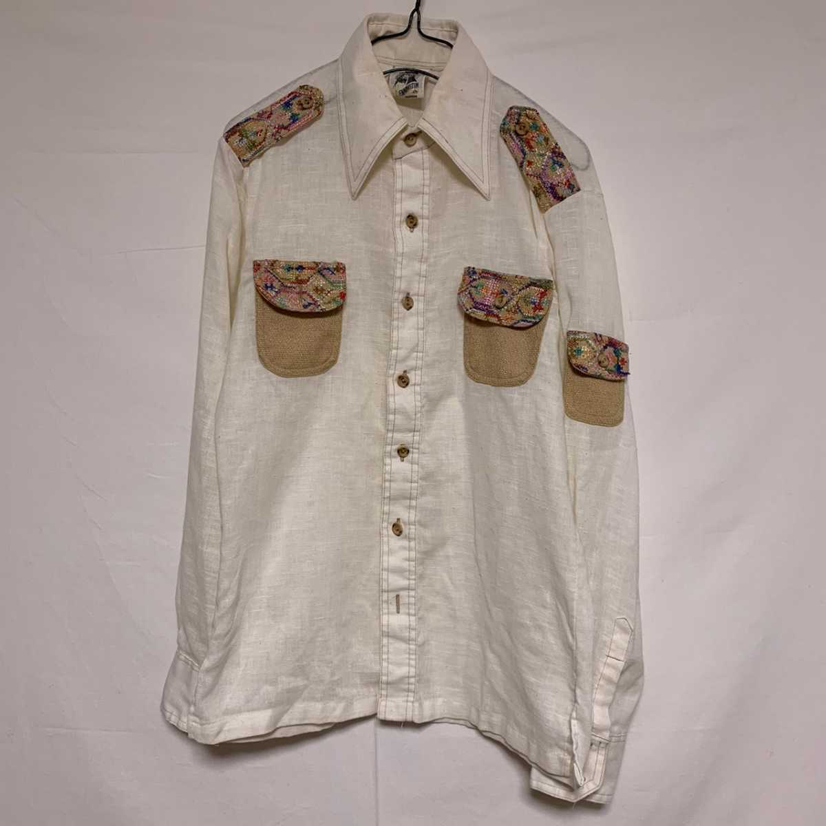 KENNINGTON ケニントン ウエスタンシャツ 長袖シャツ 切替 花柄 白 ホワイト拍卖