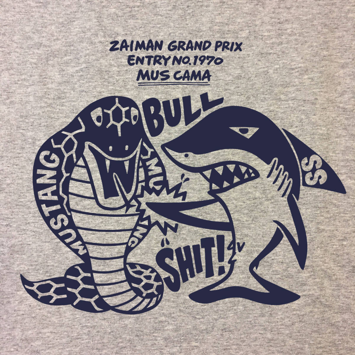 ■ BULL SHIT Tシャツ■Sサイズ(グレーxネイビー)FORD フォード 漫才拍卖