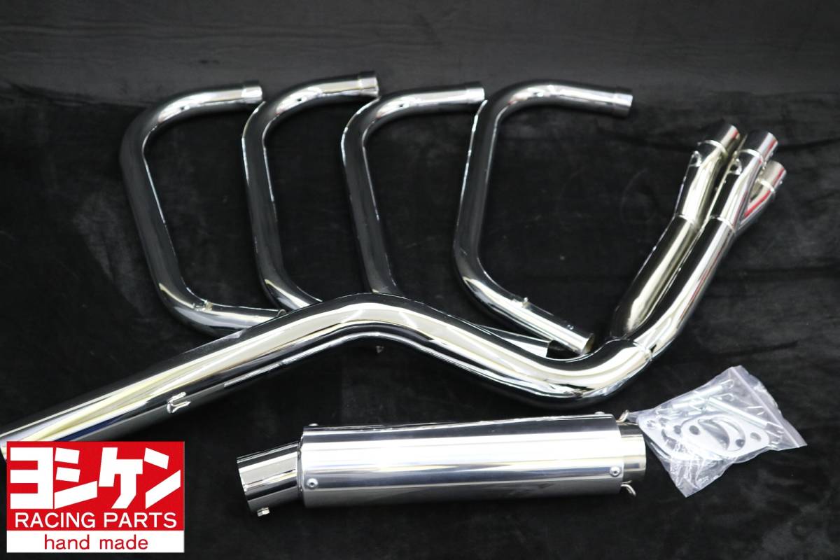 送料込 ヨシケン XJR400 6分割 マフラー メッキ/ 4-2-1ガニマタXJR400前期4HMフルエキ サイレンサー XJ400Dゼファー400 ZRX400拍卖
