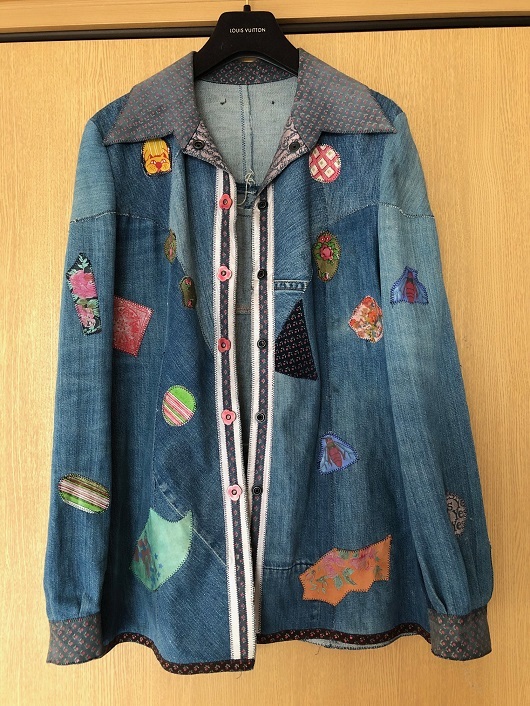 レア物!ヴィンテージデニムジャケット☆1970年代レザーパッチワークデニム送料無料です☆アンティークvintage denim jacket拍卖