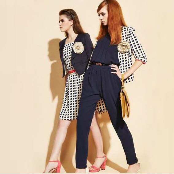 2L ( L 寄り オールインワン ベルトなし ネイビー プリーツ サルエルパンツ 6-082拍卖