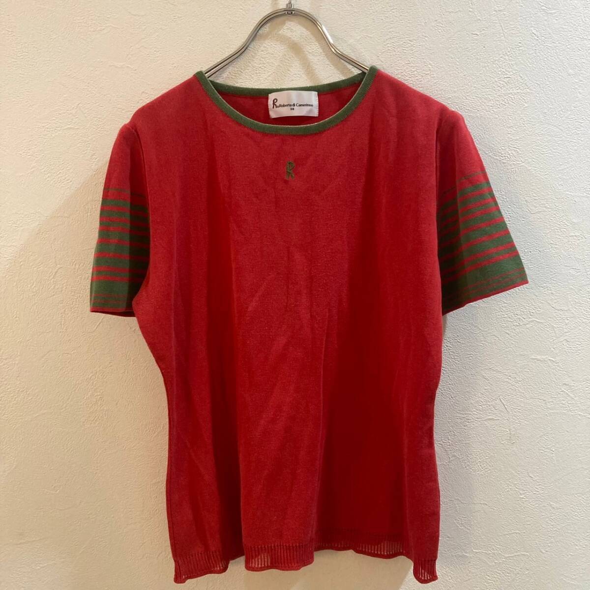 Roberta di Camerino/ロベルタ ディ カメリーノ 半袖ニットカットソー レッド 赤 レディース 38拍卖