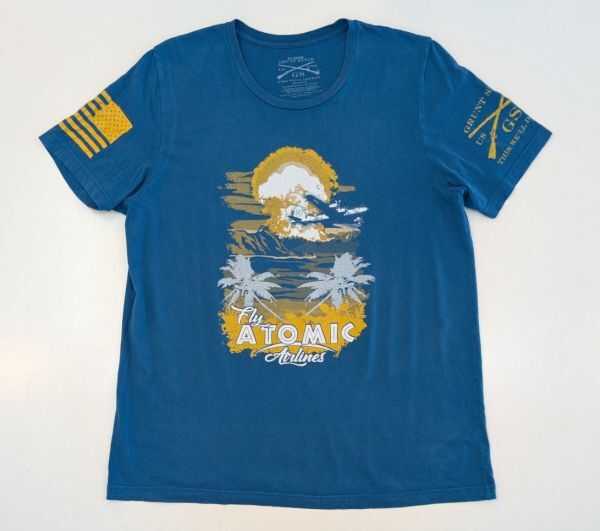 H7540 GRUNT STYLE グラントスタイル Tシャツ 半袖 FLY ATOMIC AIRLINES プリント USA古着 ターコイズ XL拍卖