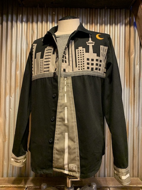 I495 メンズ シャツ 迫力のデザイン♪ DOARAT ドゥアラット 長袖 プリント 刺繍 厚手 ストリート ブラック / M拍卖