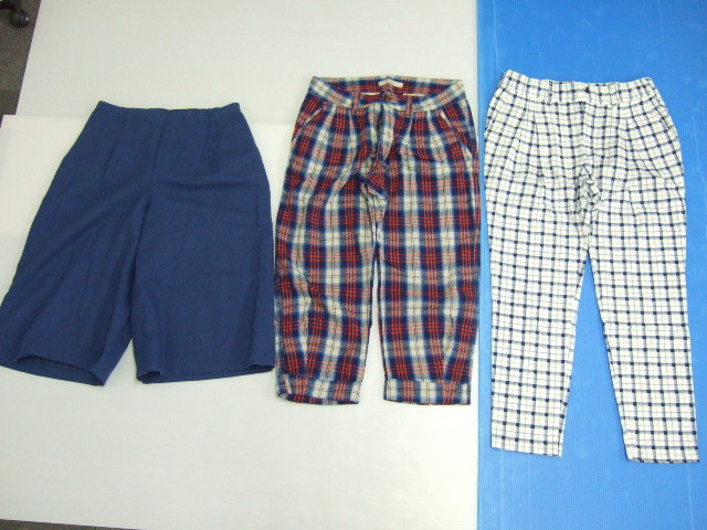 【お買得!】★レディースパンツ3点セット★①Nanea/白×青 ②Shuca/赤×青 ③chocol raffine/青/ガウチョ Mサイズ拍卖