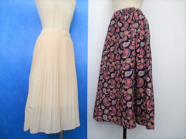 【お買得】★スカート2点セット★①ViS/プリーツスカート/ピンク/サイズF ②TITICACA/ロングスカート/ペイズリー柄/フリーサイズ拍卖
