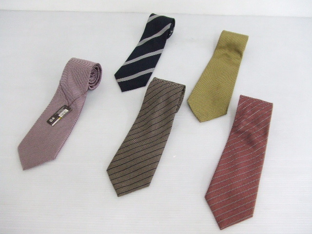 【お買得!】★ネクタイ5点セット★SELIO/JAPAN P&I CLUB/ダイソー 紫系/茶系/赤系/紺×グレー/黄色系拍卖
