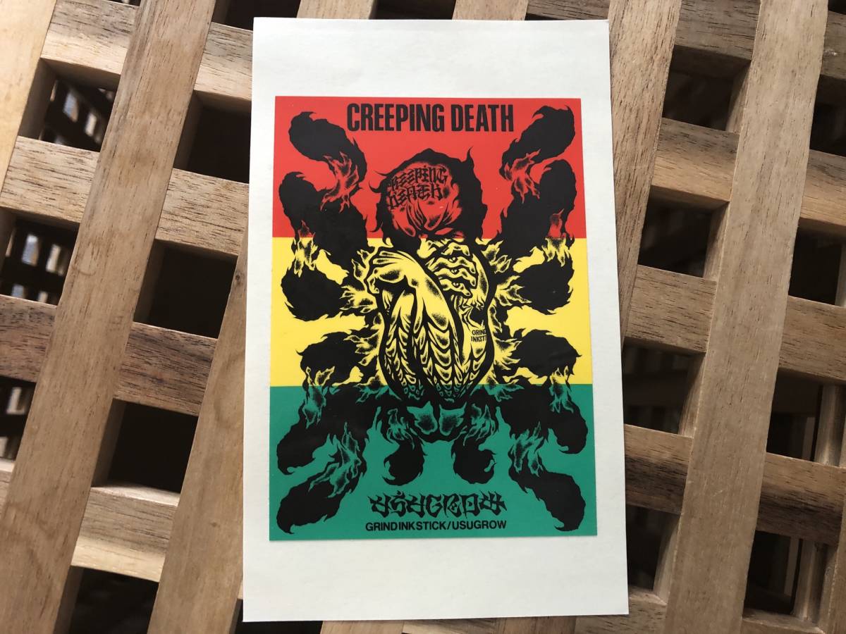 ウスグロウ/USUGROW ステッカー シール★サイズ★縦11センチ 横8センチ(パスヘッド/PUSHEAD・レゲエ・ラスタカラー)拍卖