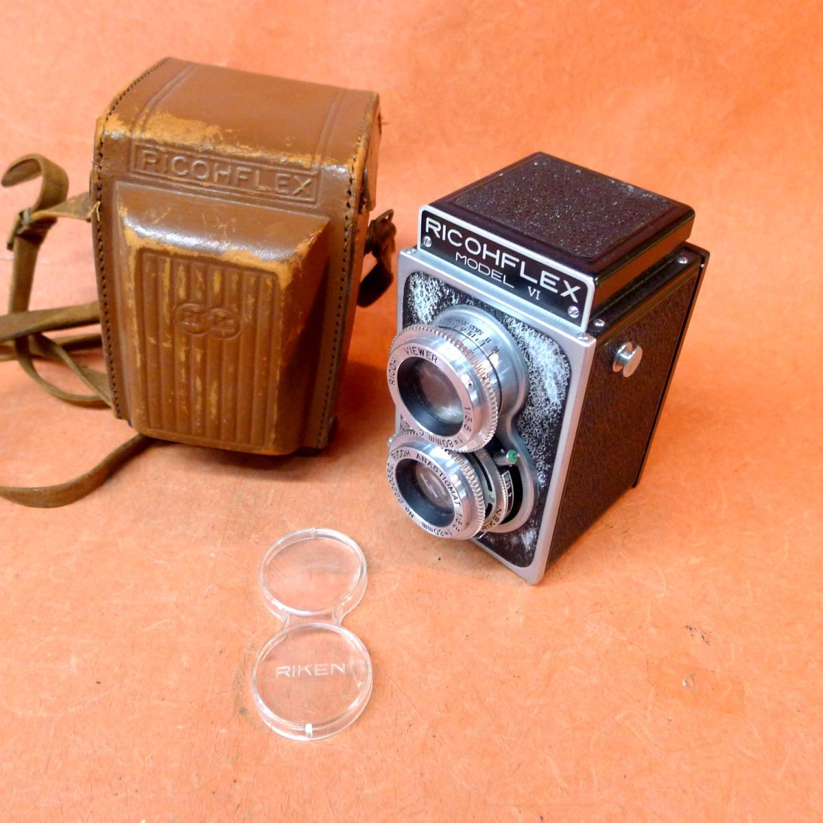 d◆131 リコーフレックス モデル6 RICOHFLEX MODEL Ⅵ 二眼レフ カメラ80mm F3.5 カメラケース付/60拍卖