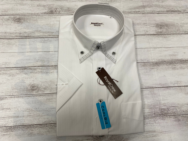DHRC36-00-半683 えり回り38 ROYAL CREW/ロイヤルクルー 大丸松坂屋 半袖ドレスシャツ 形態安定 ワイシャツ クールビズ 拍卖