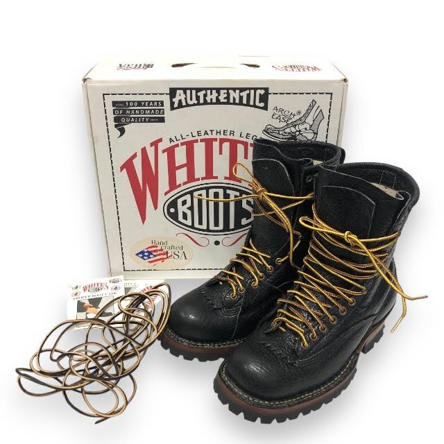 ▼美品【WHITE'S BOOTS】ホワイツブーツ ブルハイドレザーブーツ スモークジャンパー 革靴 シューズ 8 1/2 アメリカ製 シューツリー RA7990拍卖