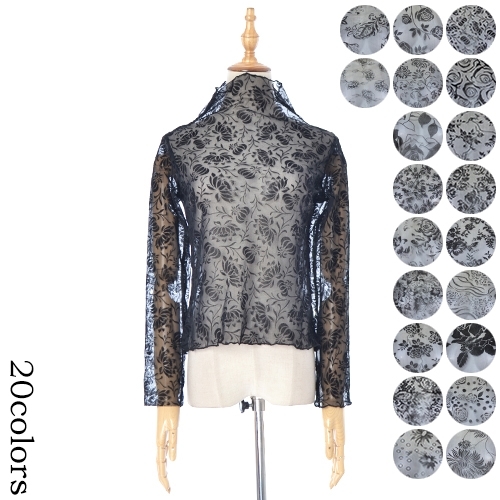 新品●透けトップス パワーネット 黒に柄おまかせなので格安 トップス フロッピー 浮き柄 フリーサイズ拍卖