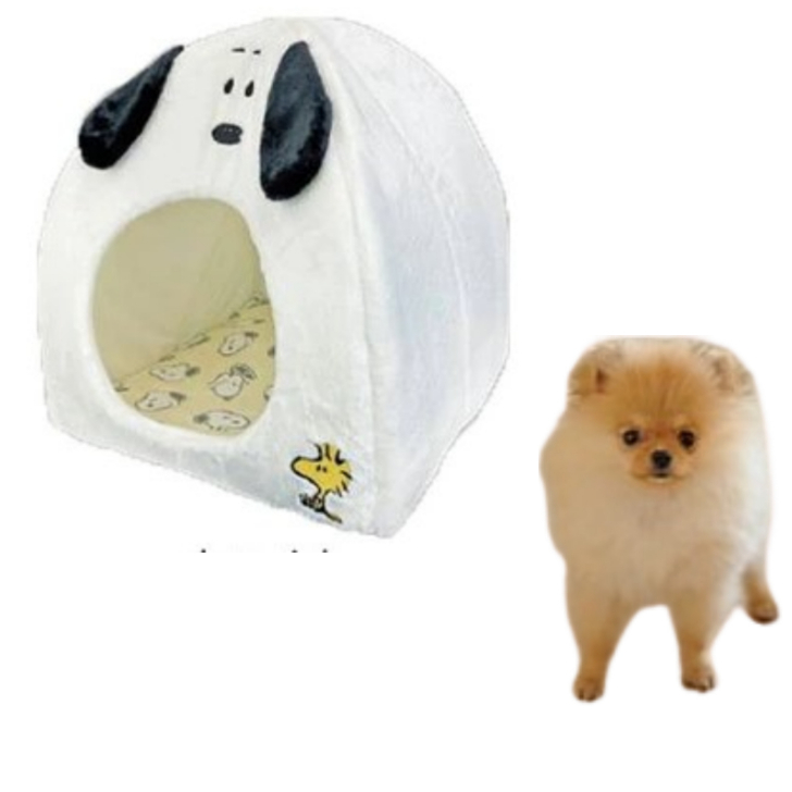 新品送料無料 スヌーピーの室内用 ドーム型ペットハウス 小型犬向き ●ホワイト 組み立て簡単 滑り止め付き 拍卖