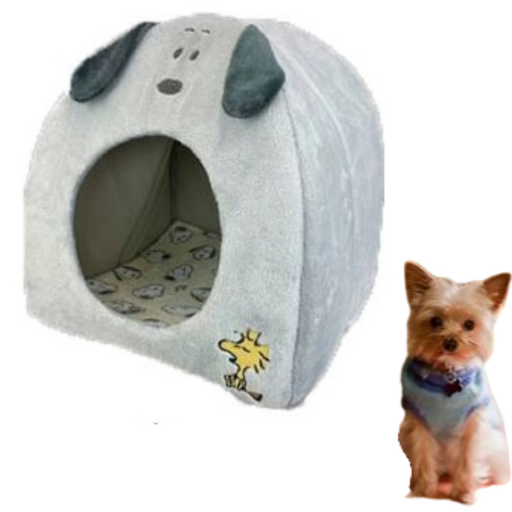 新品送料無料 スヌーピーの室内用 ドーム型ペットハウス 小型犬向き ●グレー 組み立て簡単 滑り止め付き 拍卖