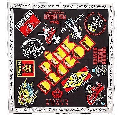 《1点のみ ピンクドラゴン 本店 限定商品 クリームソーダ CSマルチロゴ バンダナ 》 CREAM SODA ロカ ロカビリー 大判 ハンカチ拍卖