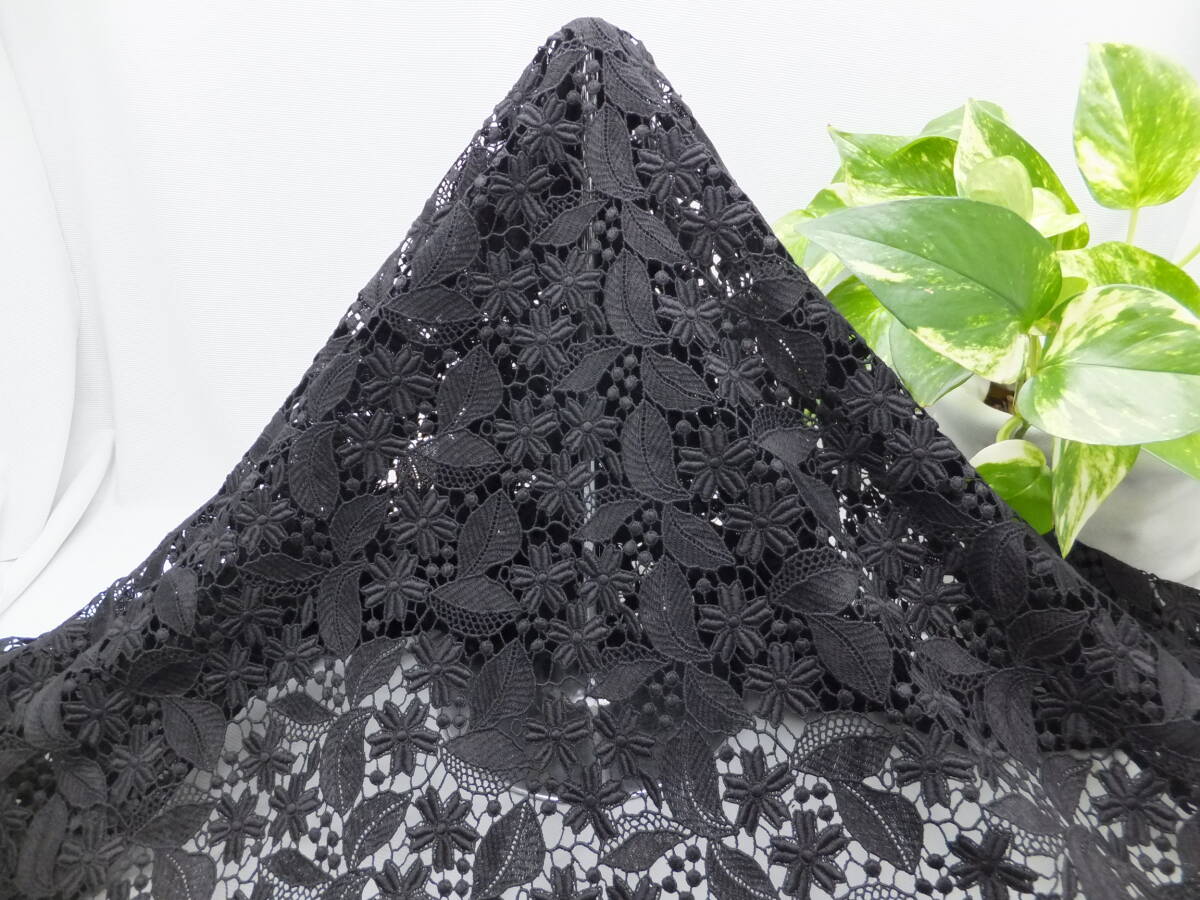 新入荷!掘り出し品!日本製!高級ブランドオリジナル!ケミカルレース!なかなか手に入らない!C70% R30%!ブラック!100cm巾×1m拍卖