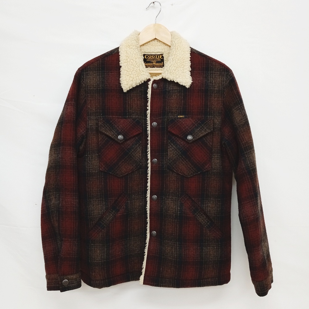 ●古4644 COOTIE クーティー ウールチェックボアジャケット Lサイズ【66】拍卖