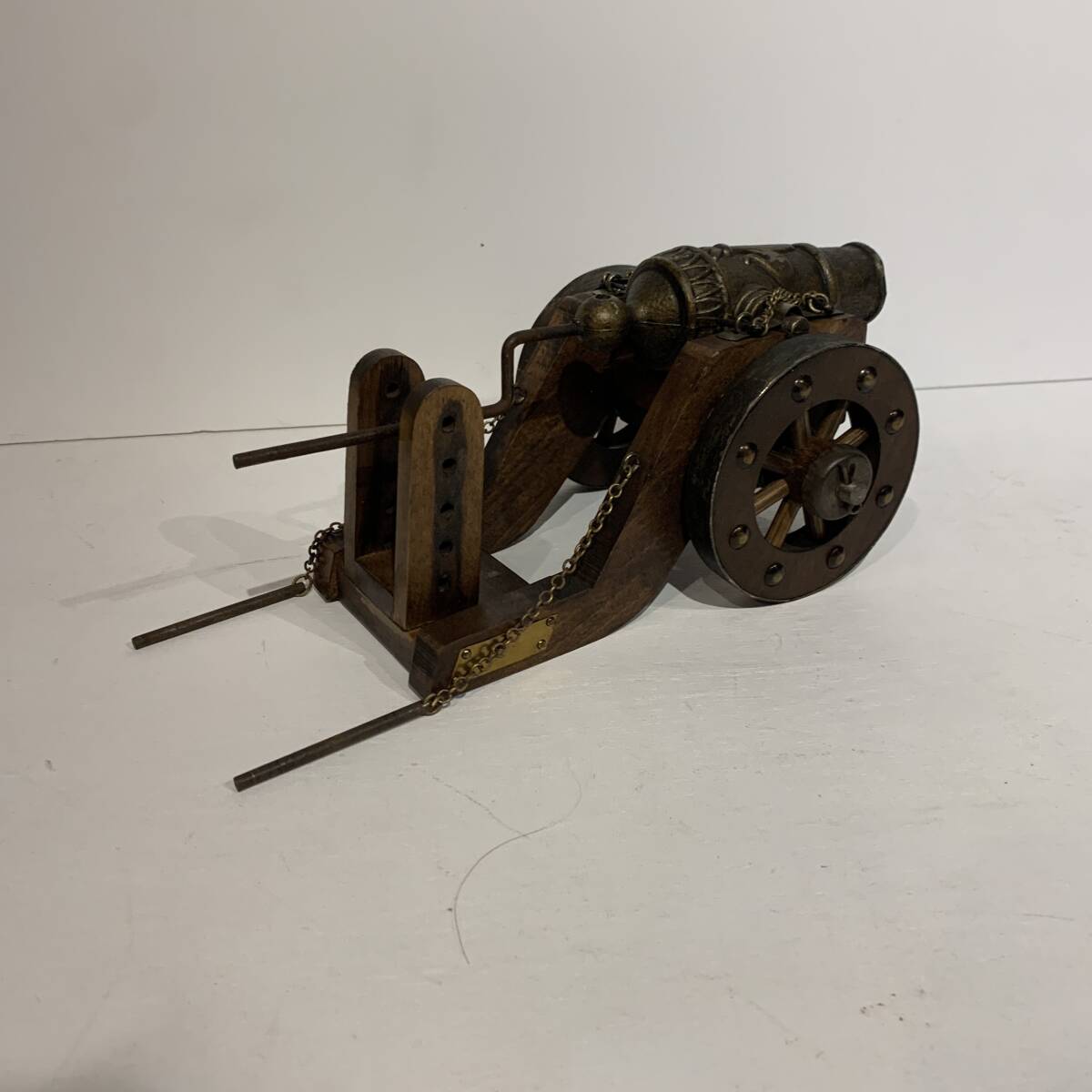 イタリア製 木製 大砲 模型 オブジェ ミニチュア アンティーク 小物 コレクション 雑貨 ビンテージ 置物 イタリー オブジェ拍卖