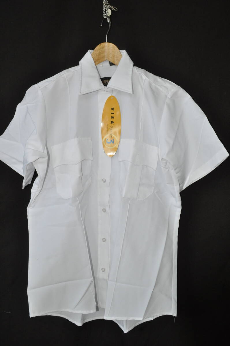 アメリカ警察制服用 白 肩章付 半袖シャツ PRFECTION製 サイズ40 M拍卖