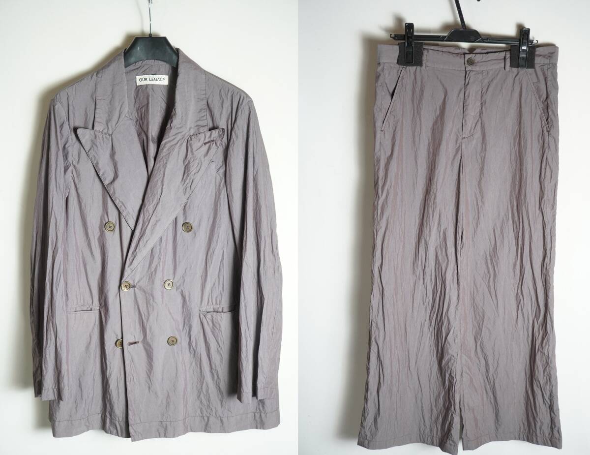美品 正規23SS OUR LEGACY アワーレガシー SHARP DB BLAZER JACKET + TUXEDO TROUSER ジャケット パンツ スーツ セットアップ 紫525P▲拍卖