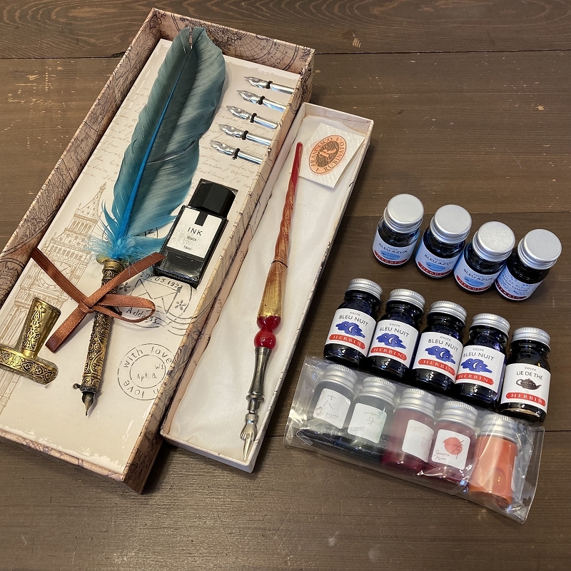 送料無料★美品★つけペン&羽ペン RUBINATO インクセット/TONO&LIMS HERBIN トノリムズ エルバン 万年筆 ステーショナリー★4Pen拍卖