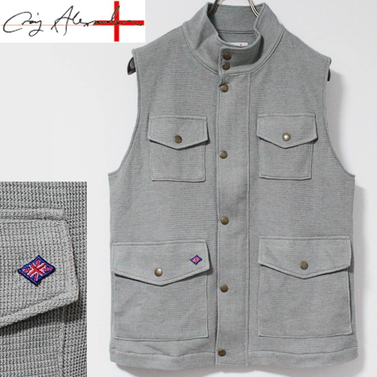 新品 クレイグアレクサンダー ブートニエール付 ハンズフリー多機能 サマーベスト Lサイズ K3619拍卖