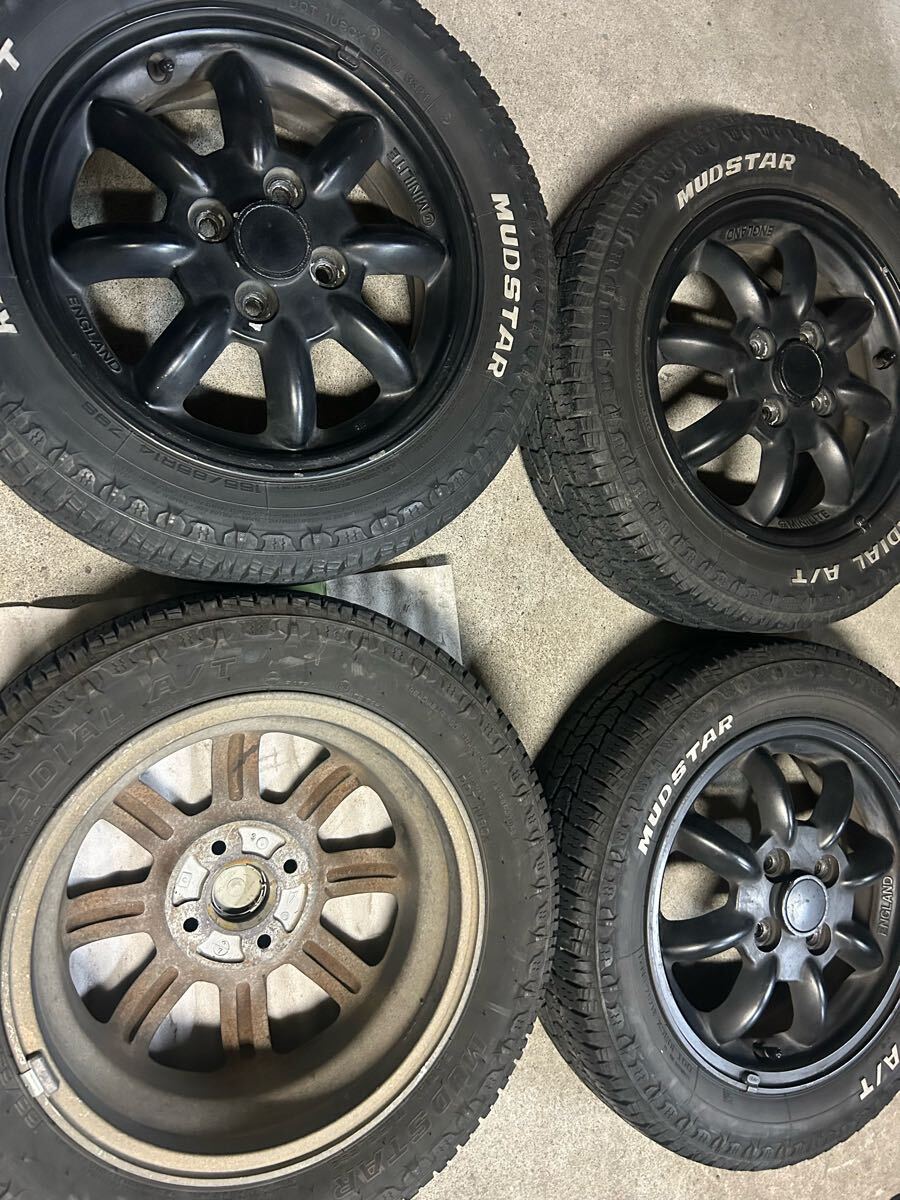 ★ダイハツ ミニライト 4本 PCD100 4.5J+45 MUDSTAR A/T 165 65 14(21年)×4 (0329)拍卖