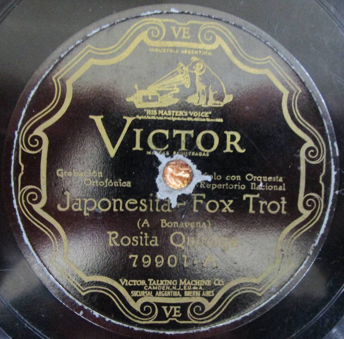 SP盤SPレコード アルゼンチン盤 タンゴ ロシータ・キロガ Rosita Quiroga「Japonesita」「Una Reja En Triana」(Victor)1927年拍卖