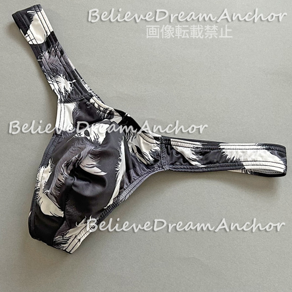 *即決*新品*054*ワイルドメンズ モノクロ フェザー柄 ローライズ Tバック ショーツ*L*ビキニ インナー 勝負下着 ジョックストラップ拍卖