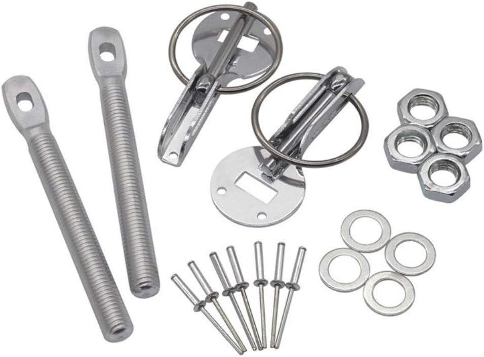 Azure 汎用 軽量 アルミ ボンネット ピン ボンピン 競技用 レース スポーツ カー 2個 セット 銀 シルバー拍卖