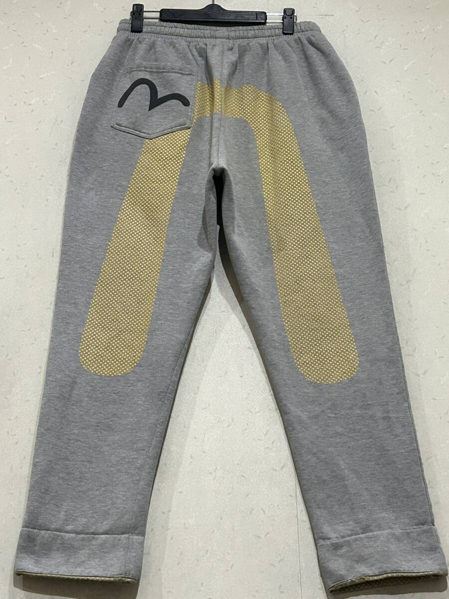 ※EVISU エヴィス エビス ドット大黒ペイント ロールアップ スウェットパンツ グレー XL BJBD.B拍卖