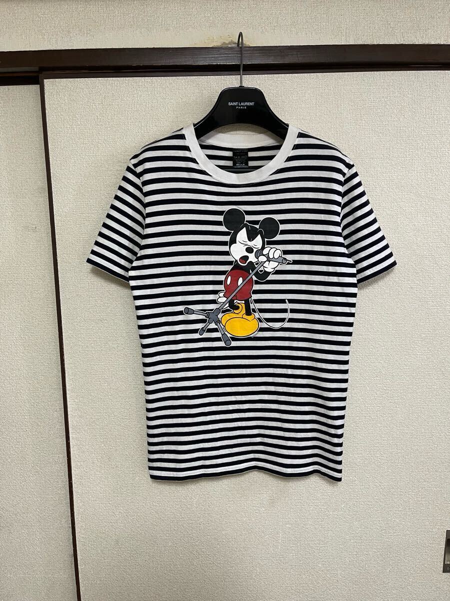 【良品】【送料最安360円】 NUMBER NINE ナンバーナイン BORDER MICKEY TEE Tシャツ カットソー ボーダー 半袖 ミッキー WHITE ホワイト 白拍卖