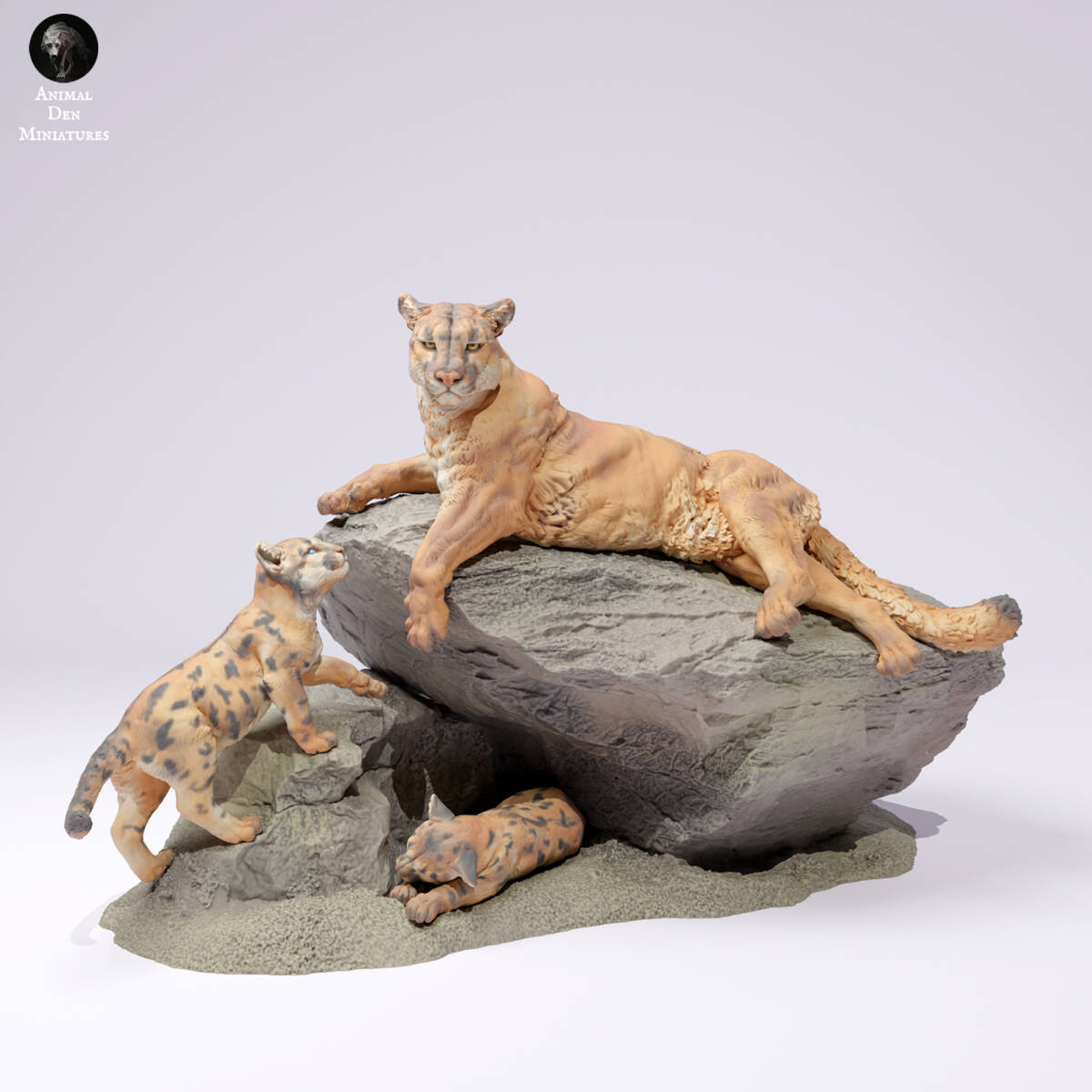 Animal Den | Anml-250106 mountain lion rock 1/24 | 3Dプリント ミニチュア アニマルフィギュア拍卖