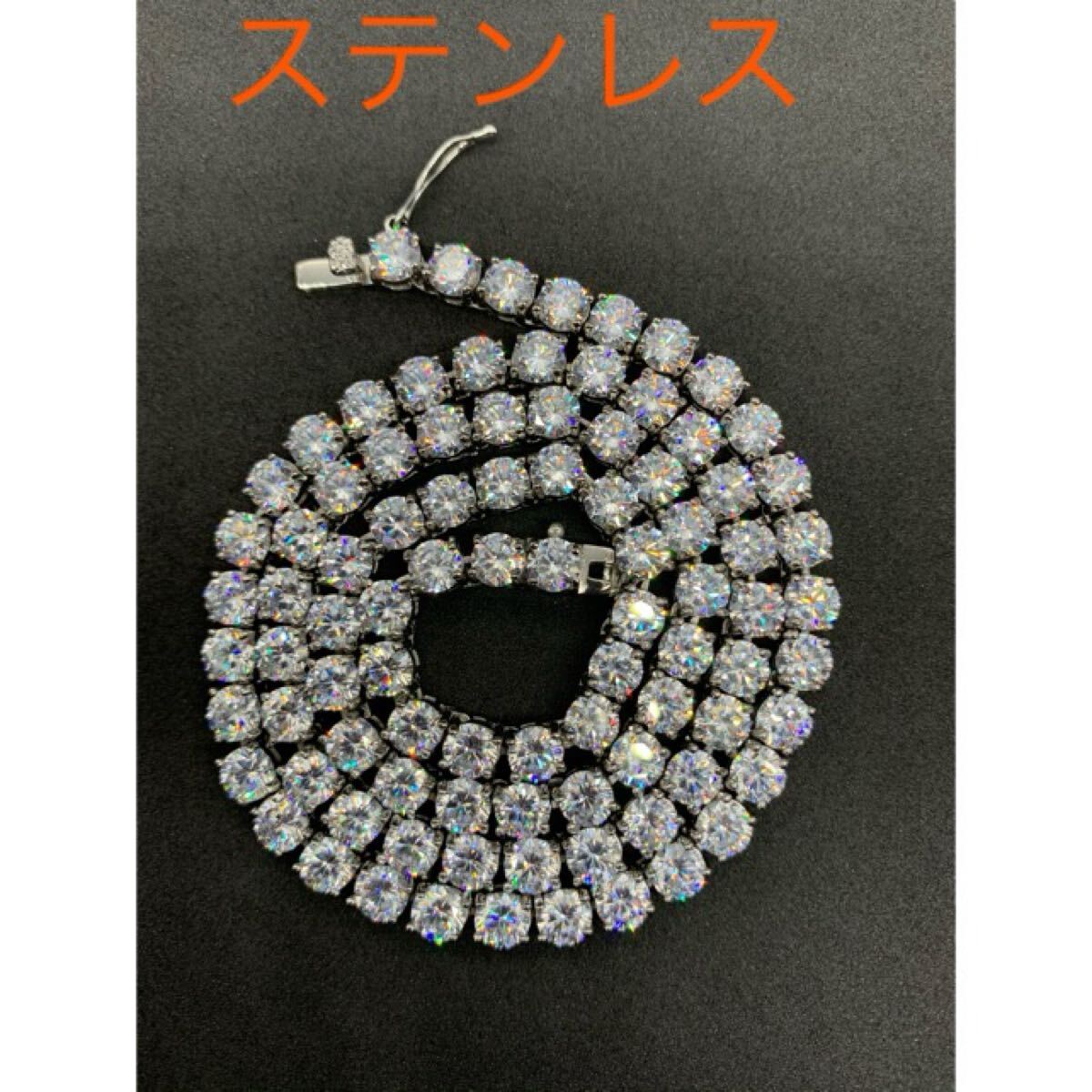 【ステンレス素材】20インチ シルバー ジルコニア テニスチェーン ネックレス拍卖