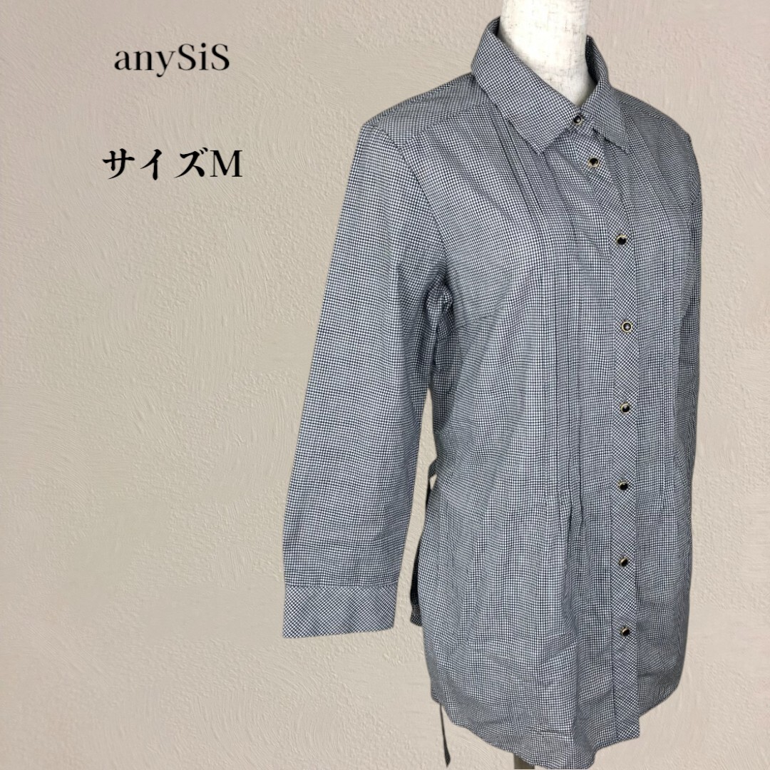 【美品】any SiS エニシス チェック ブラウス バックリボン 2 Mサイズ拍卖