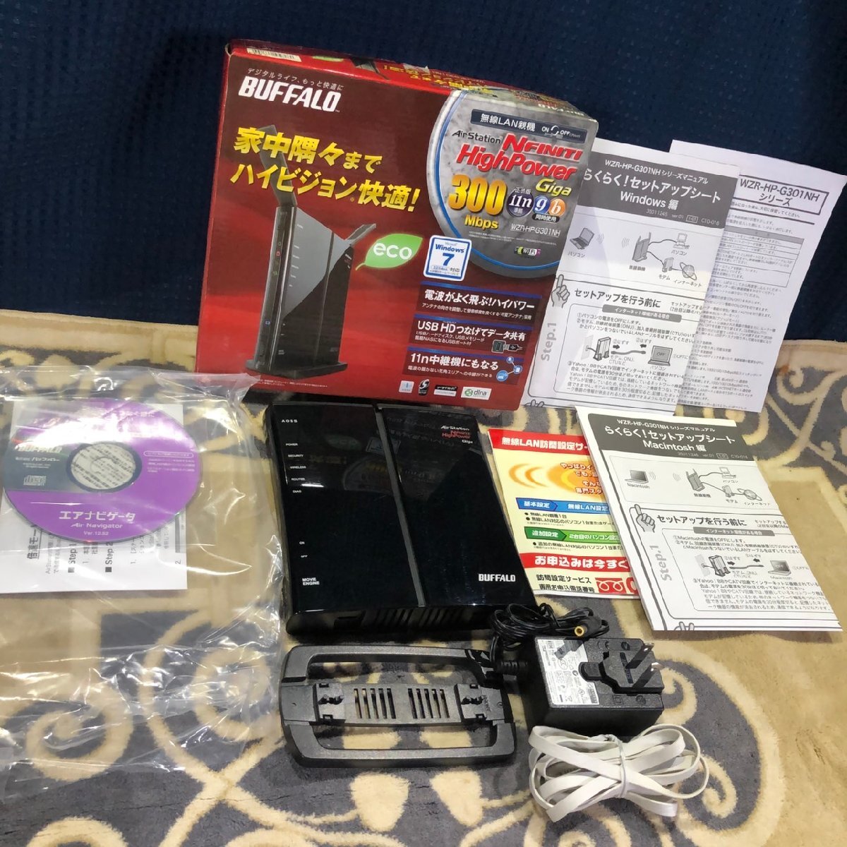 ★綺麗【 Buffalo / バッファロー Wi-Fiルーター WZR-HP-G301NH 本体 ワイファイ 無線ルーター 有線 ルーター 通電確認済み 】Q05238拍卖