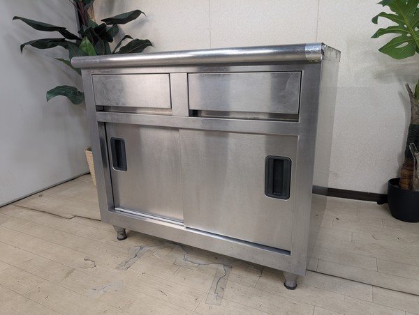 §【業務用 引き出し付きステンレス戸棚 間口900×奥行600×高さ805mm 厨房機器 店舗用品 飲食店】Q05067拍卖