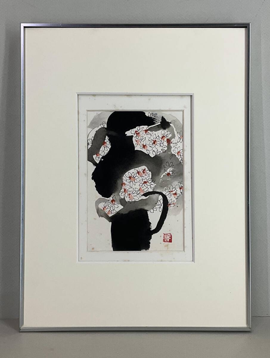 【真作】《絵画》進来哲 花 額装 洋画家 師・藤島武二 大分 臼杵拍卖
