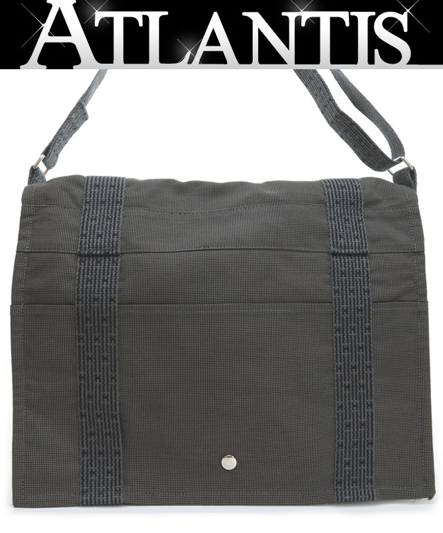 【広尾店】エルメス HERMES エールライン バサスMM ショルダーバッグ メッセンジャーバッグ ナイロンキャンバス グレー SV金具 【16449】拍卖