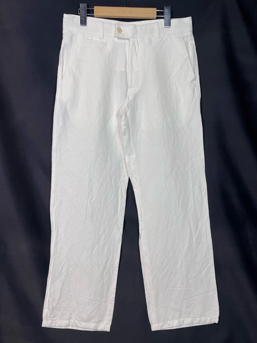ARMANI COLLEZIONI バンブー リネン ホワイトパンツ アルマーニ コレツォーニ 春夏 ロングシーズンOK サマーパンツ スラックス 柳11115拍卖
