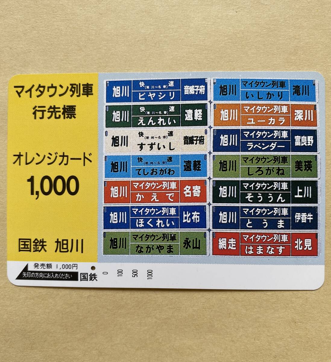 【使用済】 オレンジカード 国鉄 マイタウン列車 行先標 旭川拍卖