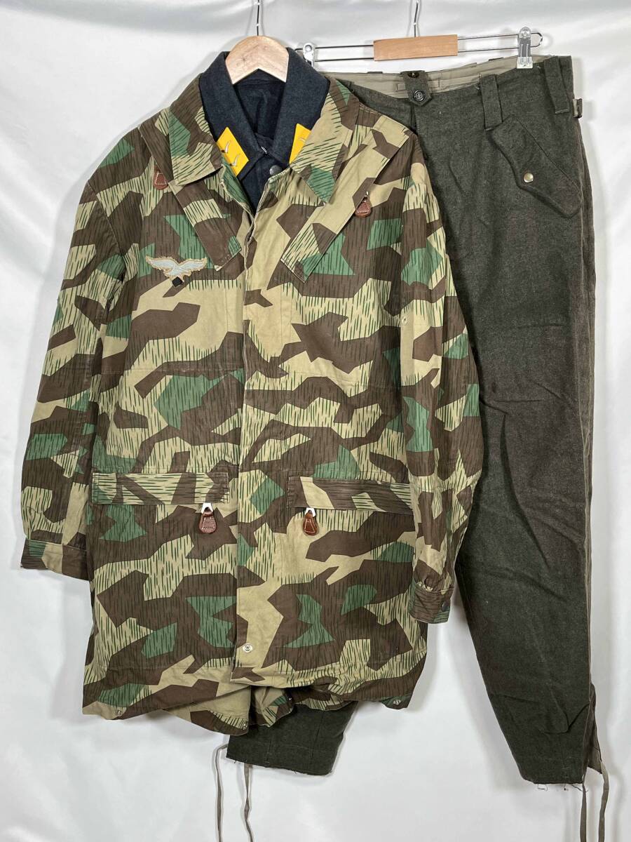 レプリカ ドイツ軍 ドイツ空軍 第二次世界大戦 降下猟兵 スモック 襟 ウールパンツ セット 中古品 拍卖