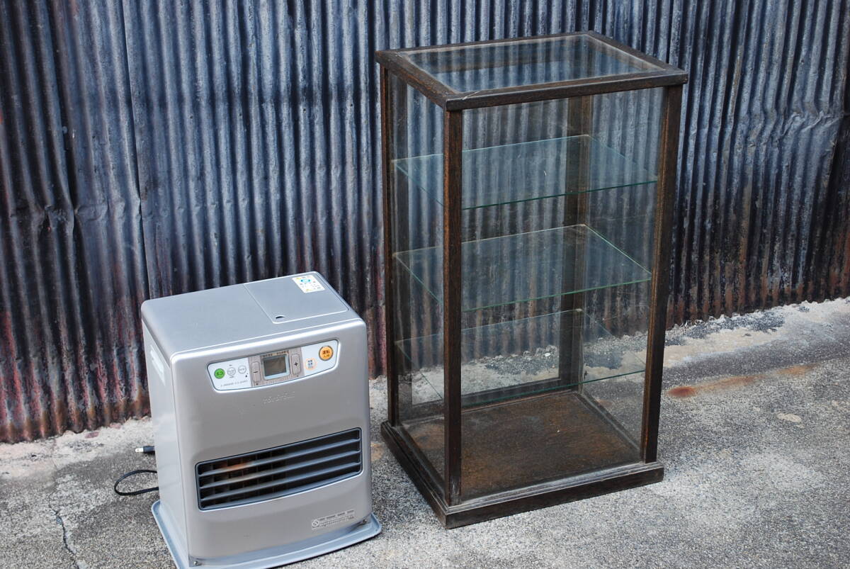 A16◇アンティーク 4段 木枠ガラスケース◇5面ガラスの縦型ショーケース◇コレクションケース 飾り棚◇レトロ 当時物◇【引き取り限定】◇拍卖