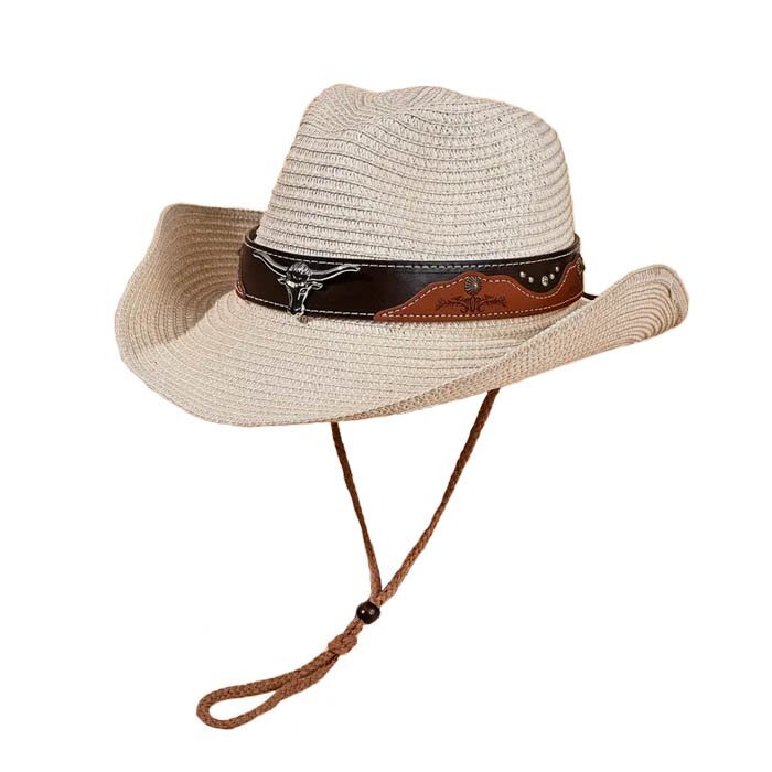 新品 ウエスタンハット メッシュ ブルトップ 飾りベルト ベージュ 939 バッファロー テンガロンハット カウボーイハット 帽子 ロカビリー拍卖